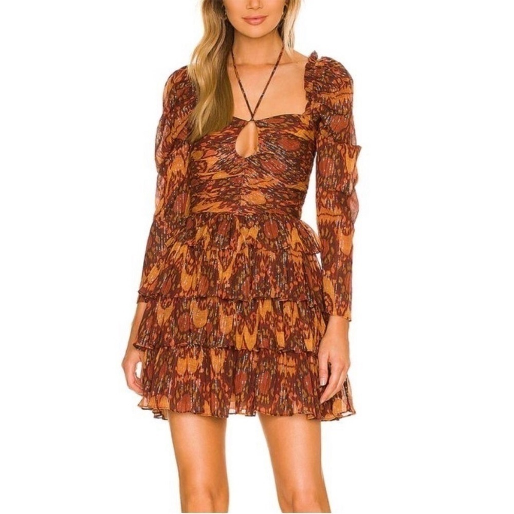 House of Harlow 1960 X Revolve Ikat Print Ruffle Dress Size XS